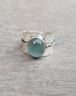 Oval Aquamarine Ring: Simple 925 Sterling Silver Band