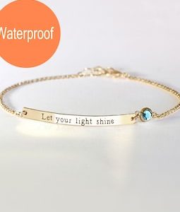 Quote bracelet, Personalized inspirational bracelet, Custom quote bracelet, Gold bar bracelet, Motivational personalized, Bridesmaids gift