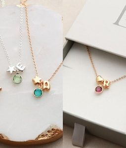Birthstone Necklace  Children's Letter Necklace • Child Initial Necklace • Flower Girl Gift • Flower Girl Necklace • Birthday Gift MIRA