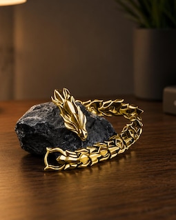 20CM Gold Dragon Head Bracelet: Retro Punk Style, 12mm Width Chain Accessory
